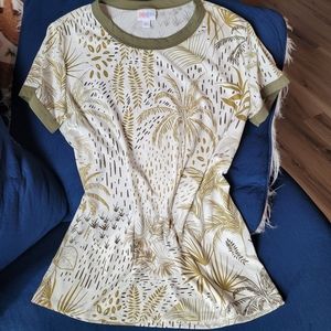 Lularoe Liv Ringer Tee - Palm Print